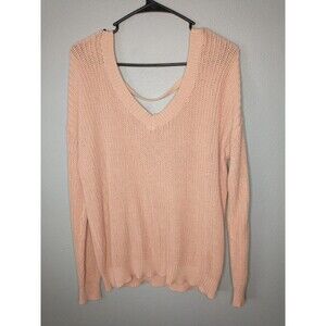 Forever 21 Mauve Pink Knit Sweater Women’s Small V-Neck Keyhole Back Pullover